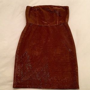 Re:named Bronze Strapless Dress